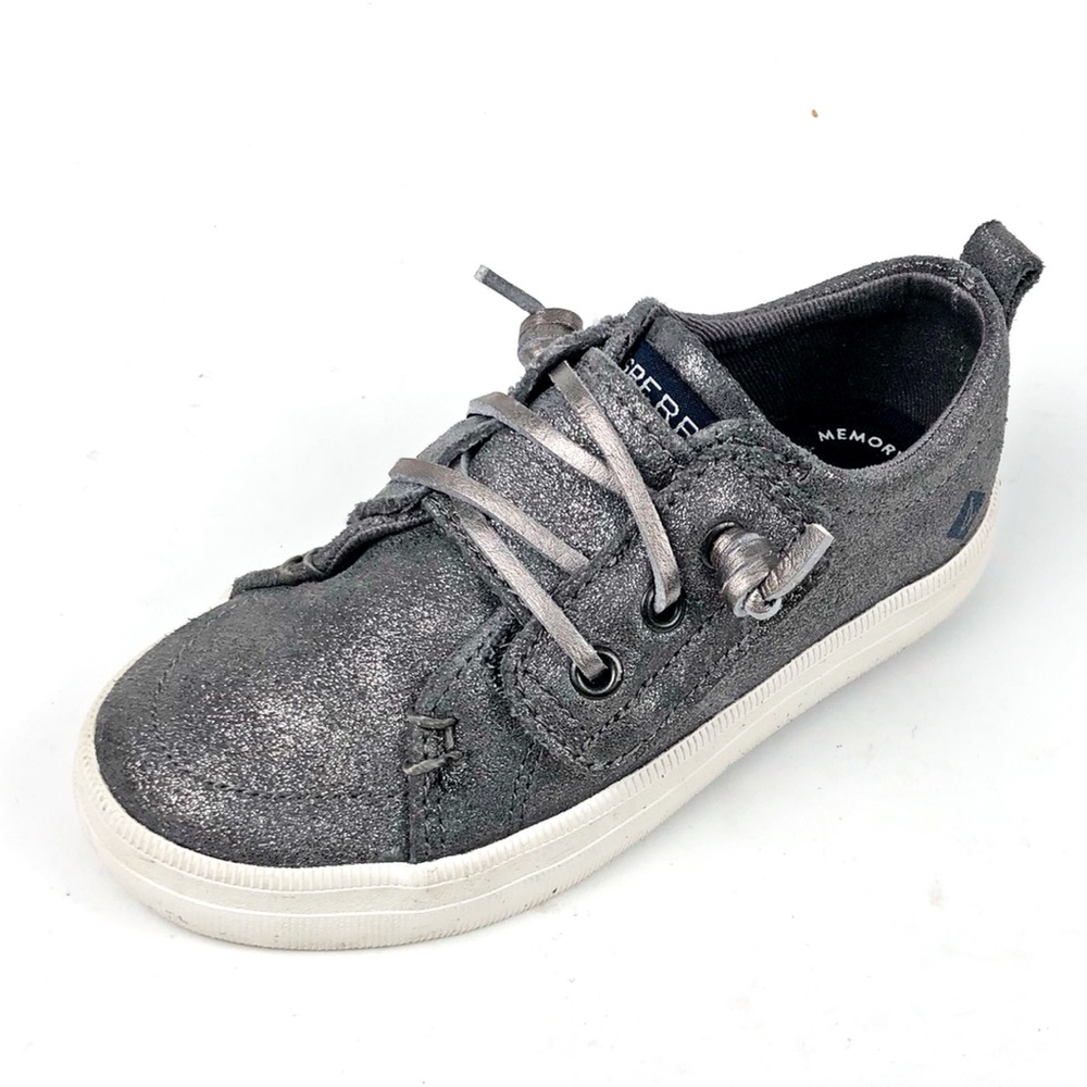 Sperry Toddler Silver Leather Top Sider Sneaker Size 8